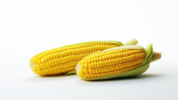 Corn on White Background Fresh Healthy Healthy Life Vegetable