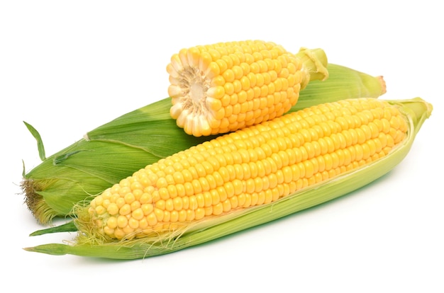 Corn on a white surface