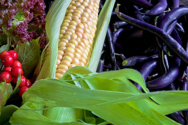 Corn with an asparagus kidney bean