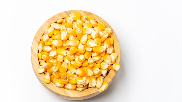 corn on a wooden bowl