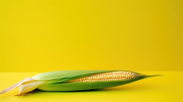 A corn on a yellow background