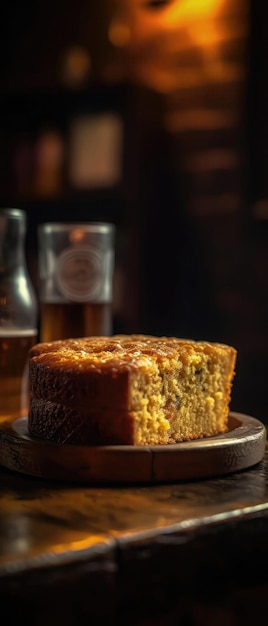 Photo cornbread on stone rustic pub mobile wallpeper postcard generative ai