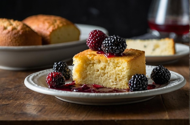 Foto pane di mais con mirtillo arrostito e brie