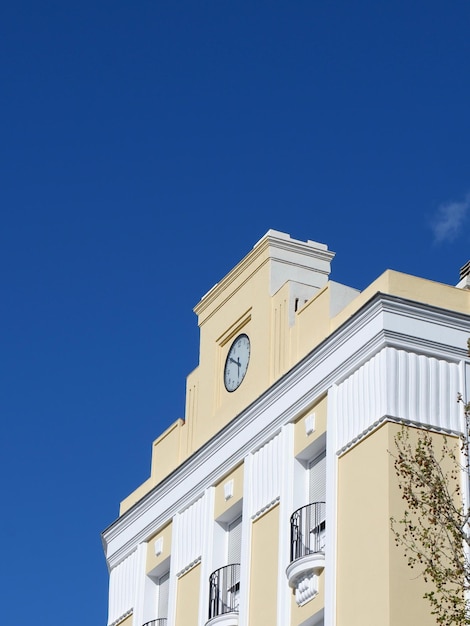 Corner of the classical oldfashioned building downtown Madrid in Fuencarral district Spain Vertical photo