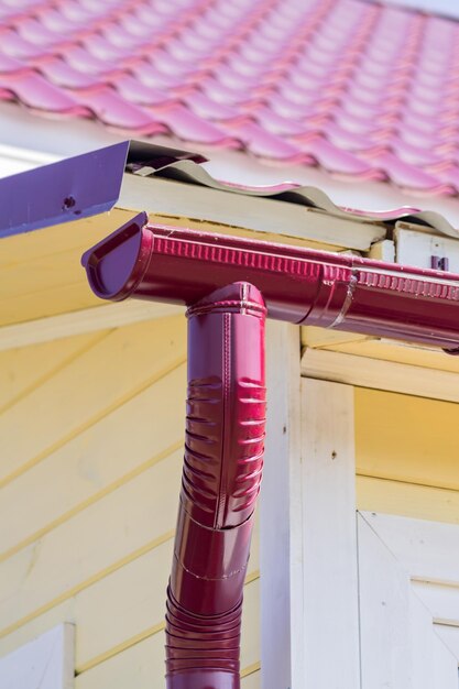 Corner of the house with gutter