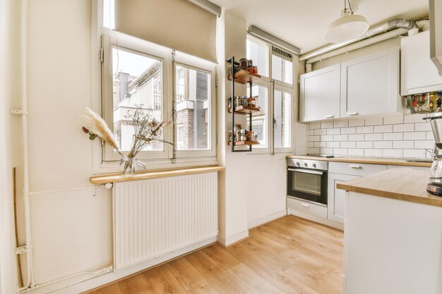 Corner kitchen furniture in modern apartment