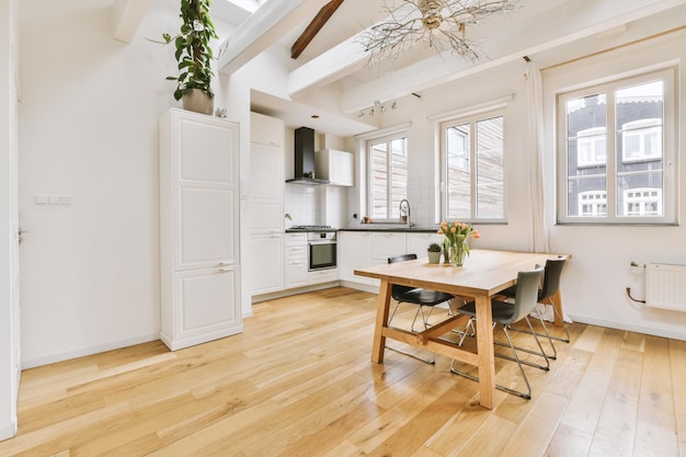 Corner kitchen furniture in modern apartment