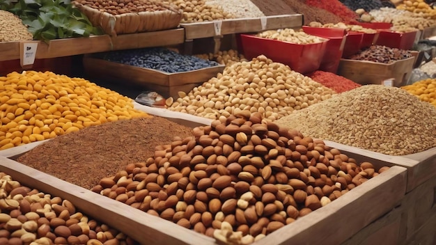 Corner with the sale of nuts at the market