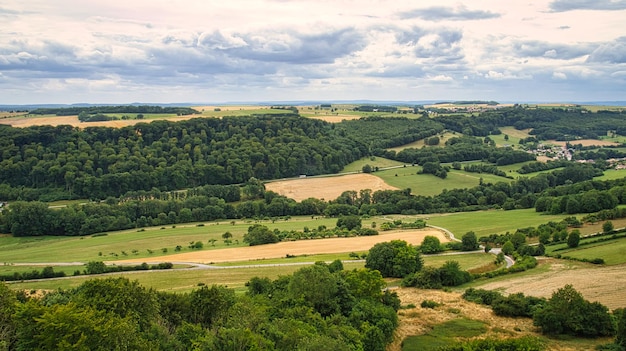 Cornfields on which bales of straw remain after harvest Wheat was harvested