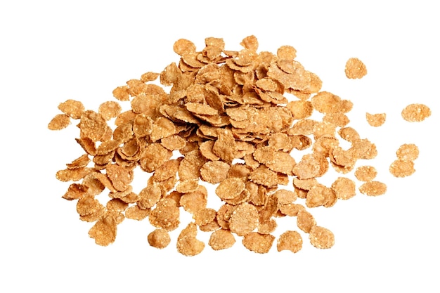 Cornflakes cereal close up on white background