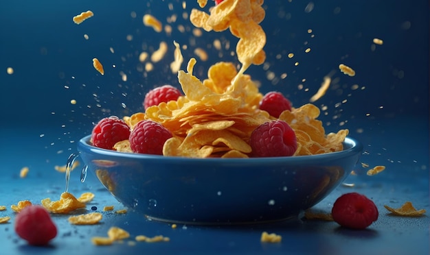 the cornflakes and cream are dropped into a bowl frosting