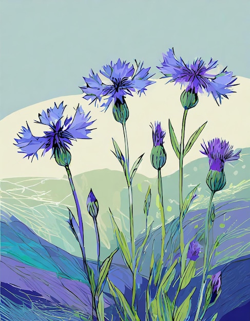 Cornflower bloemen illustratie