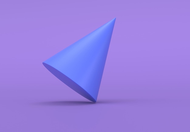 Иконка конуса василька минимальная 3D иллюстрация рендеринга на фиолетовом фоне