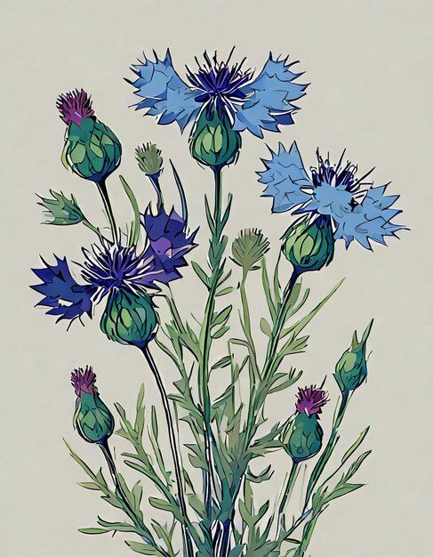 Photo cornflower flowers illustration