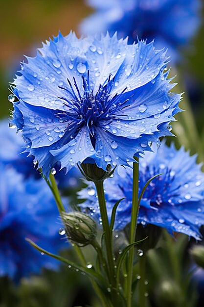 사진 인공지능에 의해 생성된 푸른 에 있는 파란 꽃