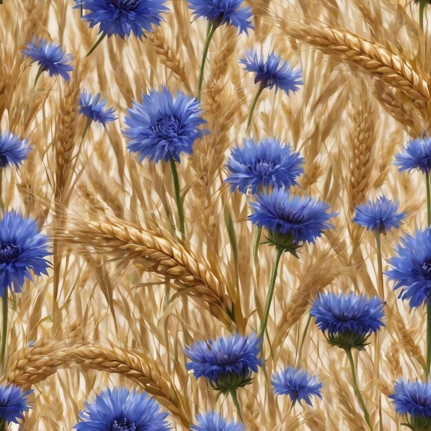 Фото Кукурузные цветы и пшеничные усы бесшовный рисунок