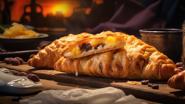 A Cornish pasty is a turnovershaped baked shortcrust pastry filled with beef and vegetables