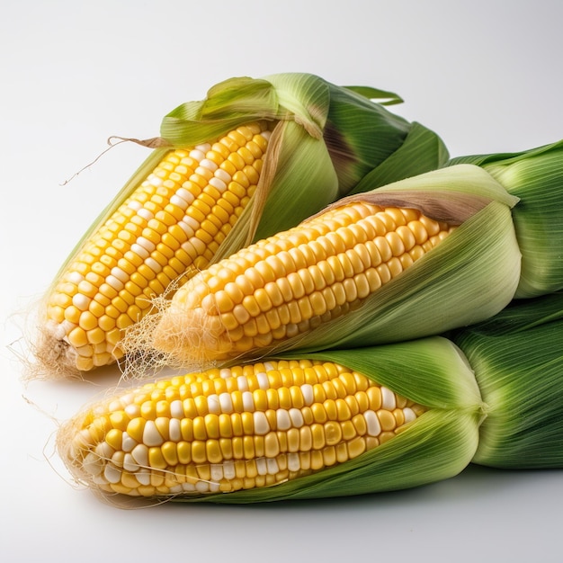 Corns on white background