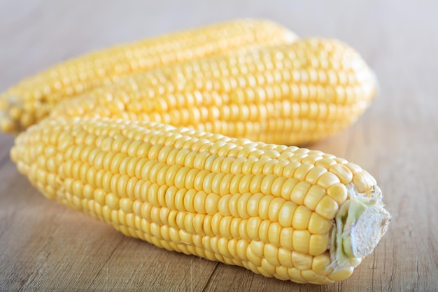 Corns on a wooden surface