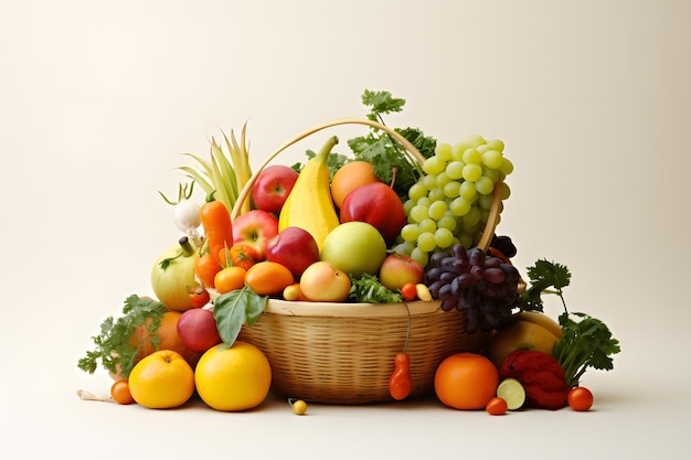 cornucopia filled with seasonal fruits and vegetables representing abundance and harvest