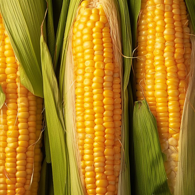 Cornucopia of freshness Sweet corn ears showcased in closeup For Social Media Post Size