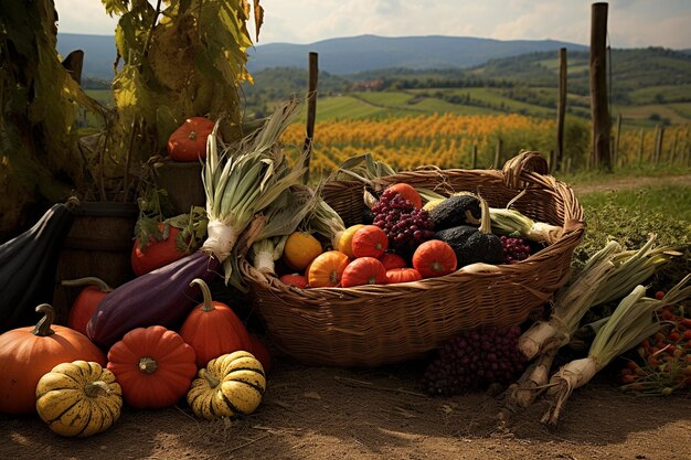 Foto cornucopia l'abbondanza del raccolto