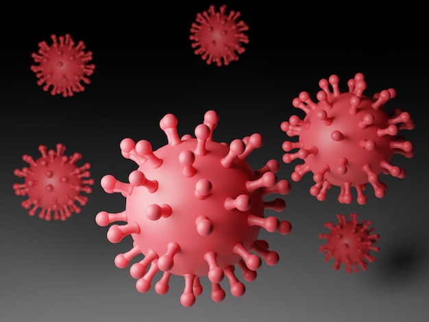 Corona-virus 3d illustratie. Rood coronavirus