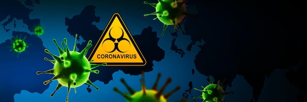 Концепция риска пандемии вируса короны 3D иллюстрация