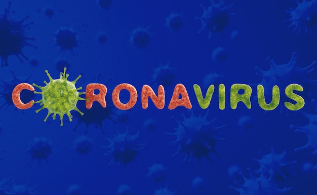 Corona virus concept. virus on blue background, 3d