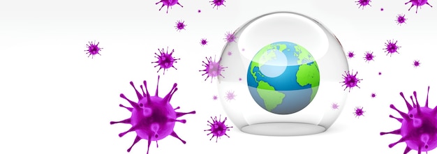 Corona virus outbreak. Epidemic virus protection concept. 3D Rendering