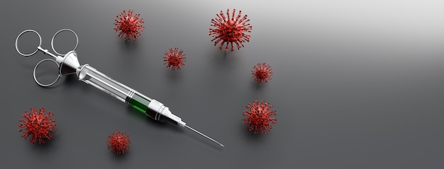 コロナウイルスアウトブレイク。エピデミックウイルス対策の概念。 3Dレンダリング