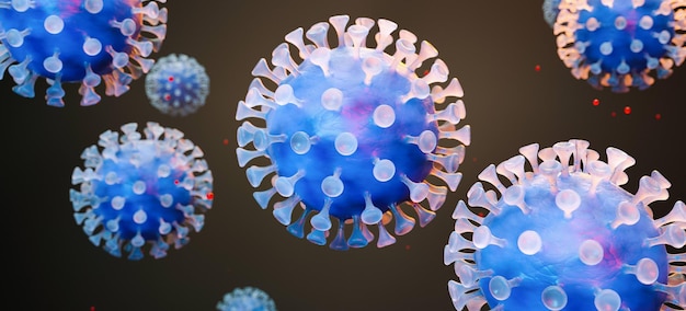 Corona virus strain 2019 2019ncov 3d medical illustration\
microscopic view of a floating cell flu virus corona virus strain\
syndrome severe acute respiratory 3d rendering