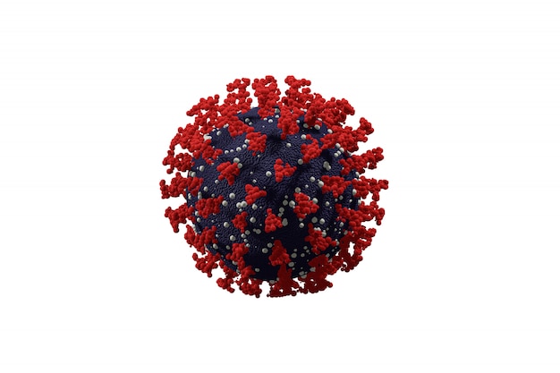 Coronavirus 2019-nCoV 3D rendering model. Microscopic view of a infectious virus.