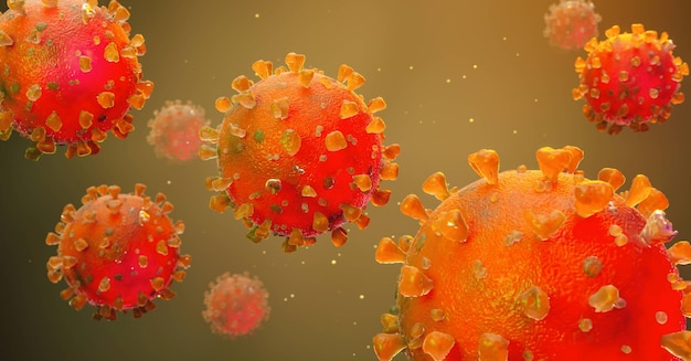 Coronavirus 2019nCov novel coronavirus concept resposible for asian flu outbreak and coronaviruses influenza as dangerous flu strain cases as a pandemic Microscope virus close up 3d rendering