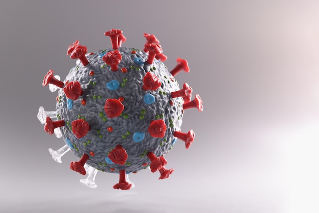 코로나바이러스 박테리아 플라스틱 모델 마이크로 바이러스 및 covid 세포 박테리아