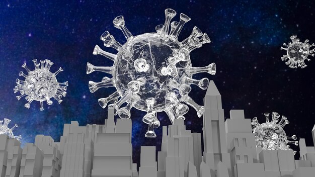 The  coronavirus. And building for medical  sci or marketing concept 3d rendering.