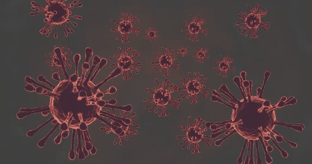 Coronavirus cells on gray background