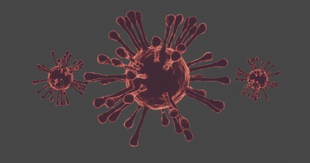 Coronavirus cells on gray background