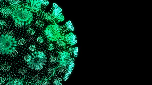 coronavirus concept. abstract image of flu covid-19 virus cell under the microscope.