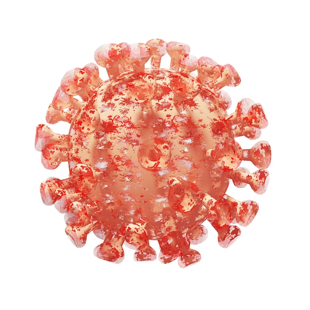 Coronavirus Covid-19-uitbraak en coronavirussen influenza-achtergrond als gevaarlijke griepstamgevallen als een pandemisch medisch gezondheidsrisicoconcept met ziektecel als een 3D-illustratie