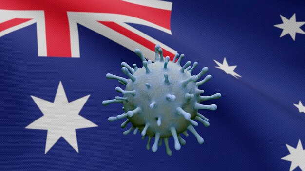 Coronavirus floating over Australian flag