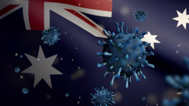 Coronavirus floating over Australian flag