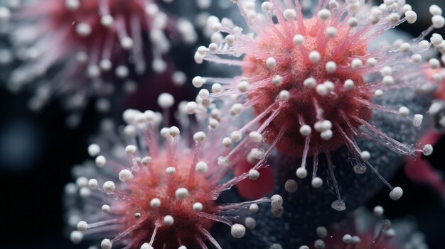 Coronavirus Fungus Exploring Intricate Underwater Worlds In Dark Gray And Pink