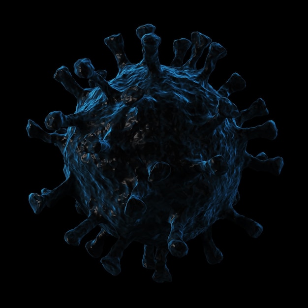 Coronavirus infection medical illustration. Microscope virus close up. Clipping path included. 3D rendering.