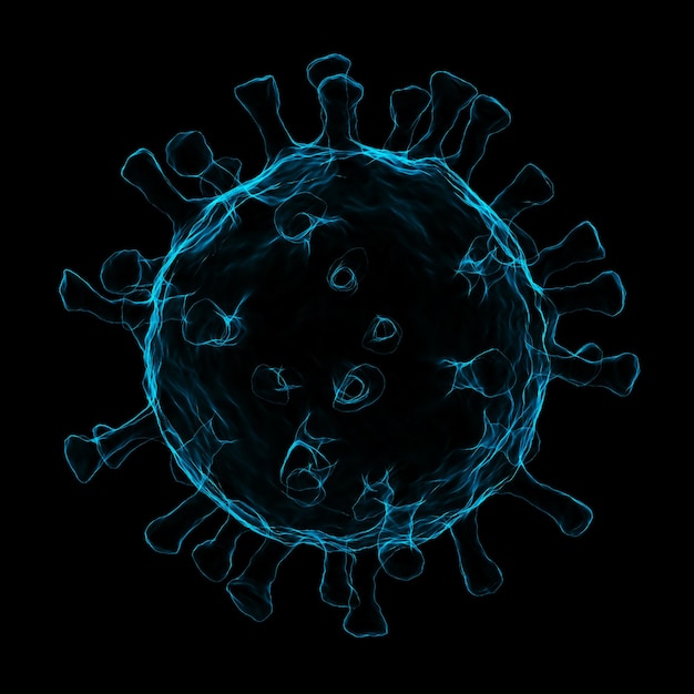 Coronavirus infection medical illustration. Microscope virus close up. Clipping path included. 3D rendering.