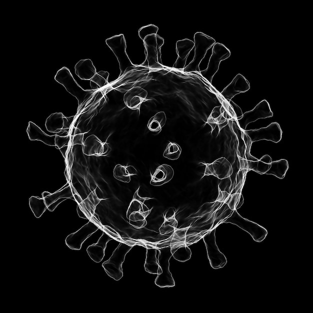 Coronavirus infection medical illustration. Microscope virus close up. Clipping path included. 3D rendering.