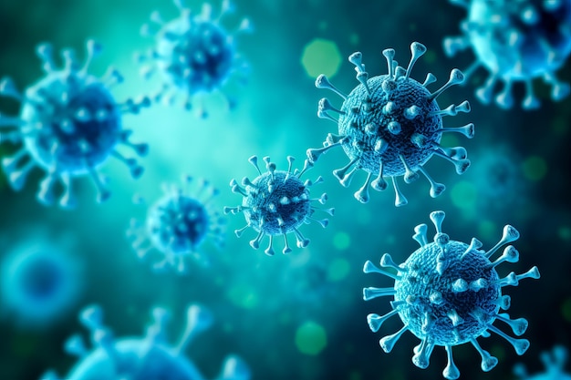 Photo coronavirus influenza background and flu outbreak pandemic medical health concept disease cells