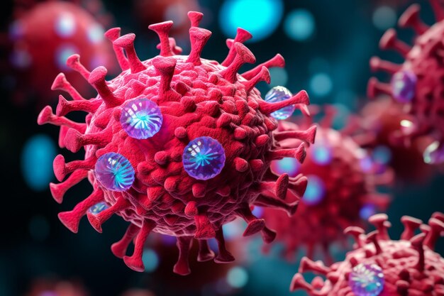Photo coronavirus influenza background and flu outbreak pandemic medical health concept disease cells