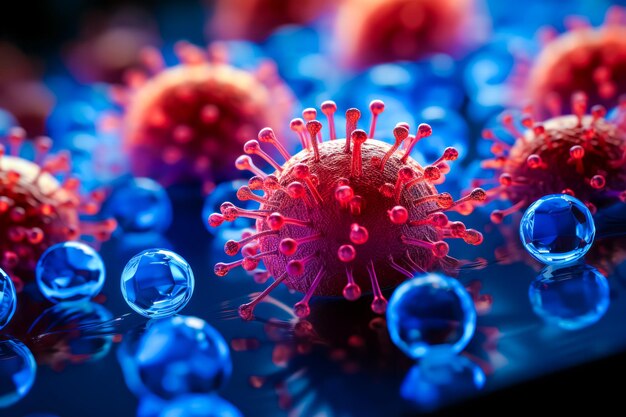 Photo coronavirus influenza background and flu outbreak pandemic medical health concept disease cells