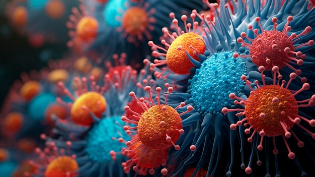 Coronavirus under a microscope Generative AI Red